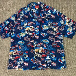 Vintage New England Patriots Hawaiian Shirt Men's XL Rayon NFL Button Up